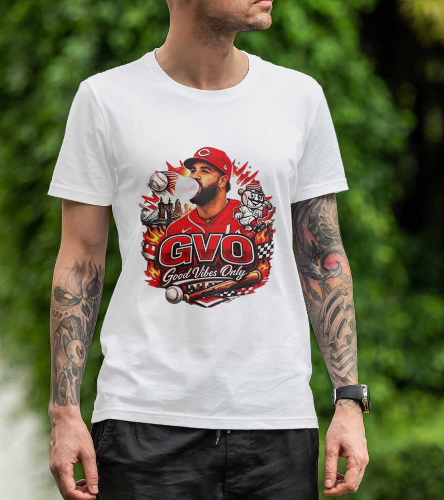 GVO Good Vibes Only Eugenio Suarez Reds Baseball Cincinnati Sports T-Shirt