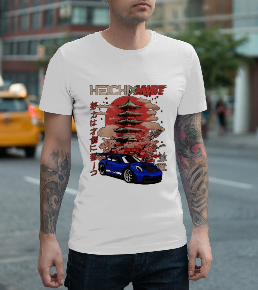 Haichi HWBT 2025 Pagoda Blue Sports Car Red Sun Japanese T-Shirt