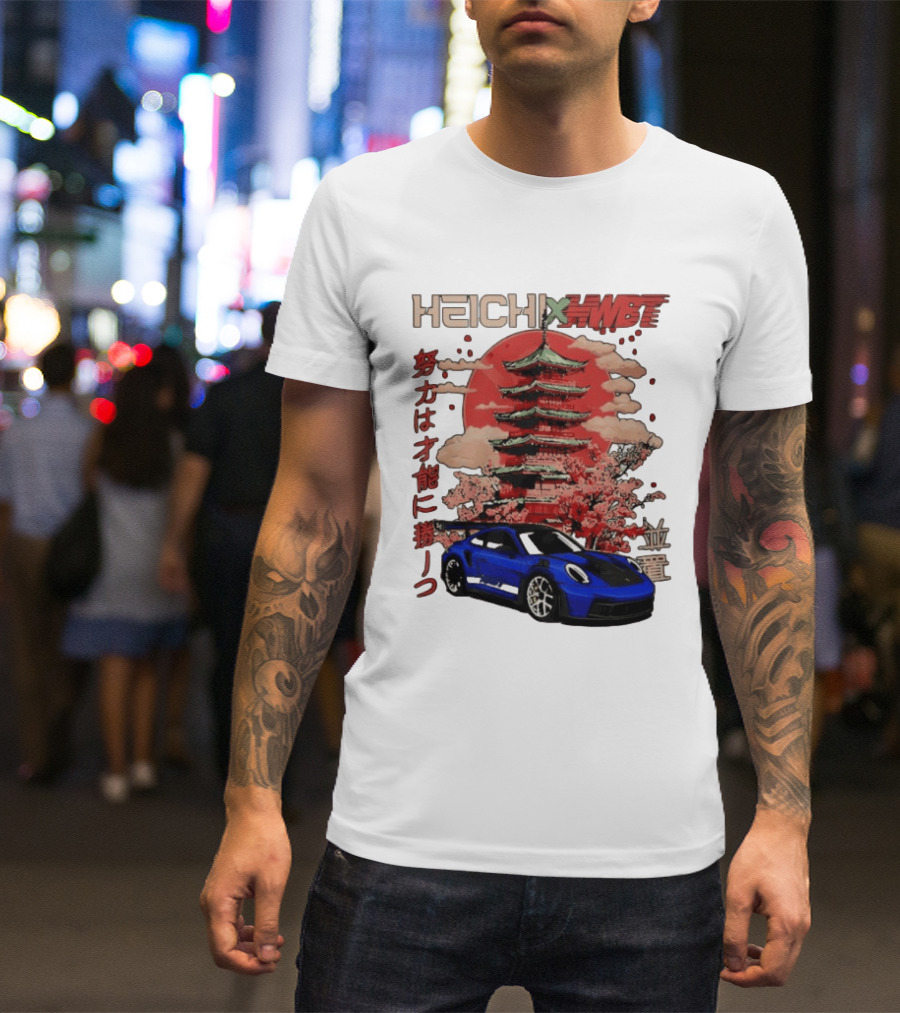 Haichi HWBT 2025 Pagoda Blue Sports Car Red Sun Japanese T-Shirt