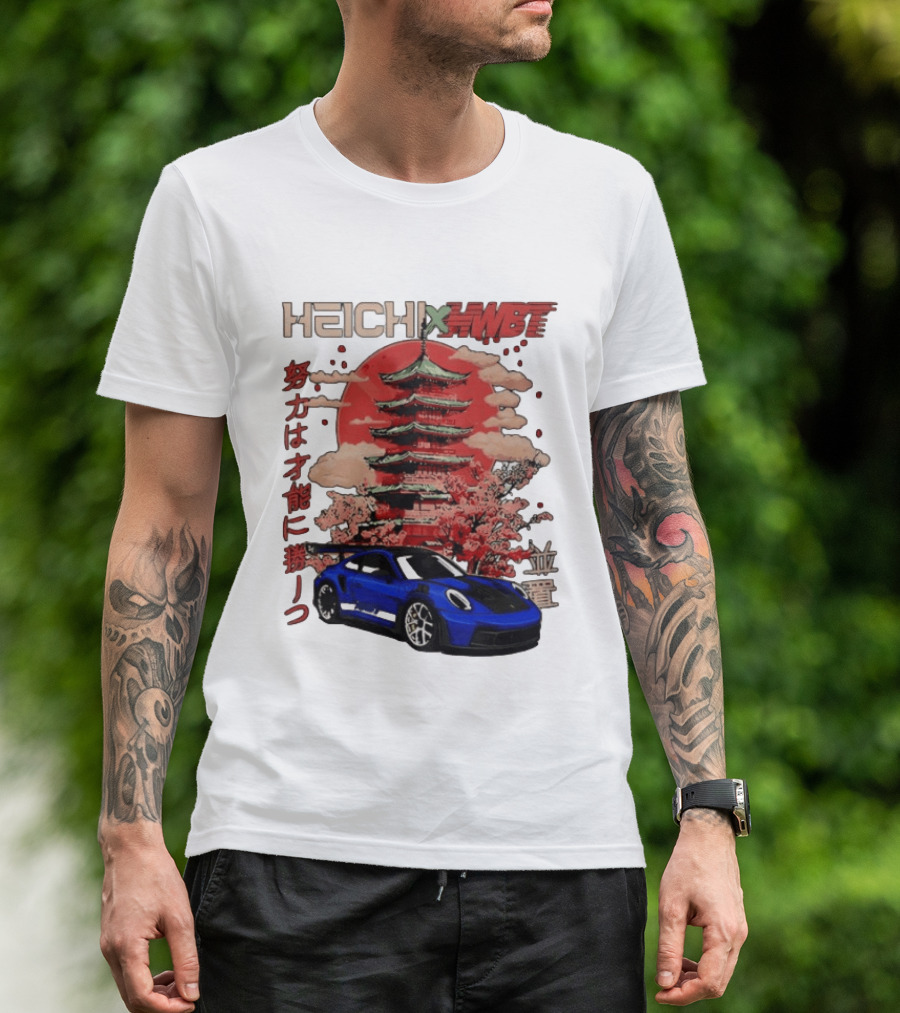 Haichi HWBT 2025 Pagoda Blue Sports Car Red Sun Japanese T-Shirt
