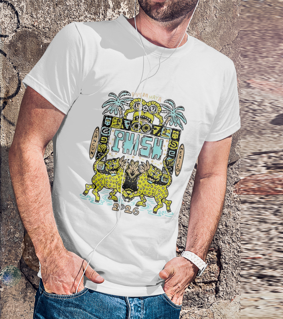 Phish Riviera Maya Cancun Mexico 2026 Jaguars Palms T-Shirt
