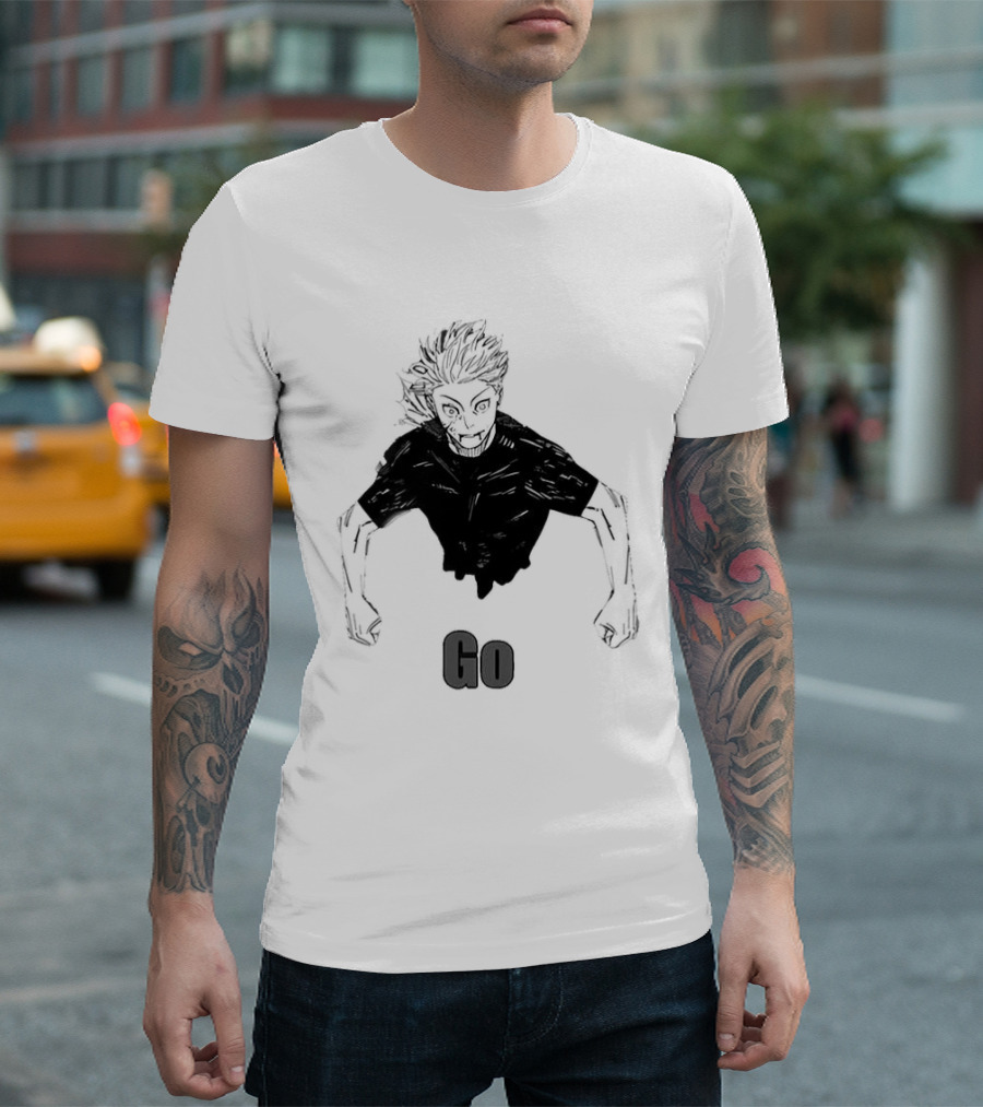 Satoru Gojo Half Body Go Meme Jujutsu Kaisen T-Shirt