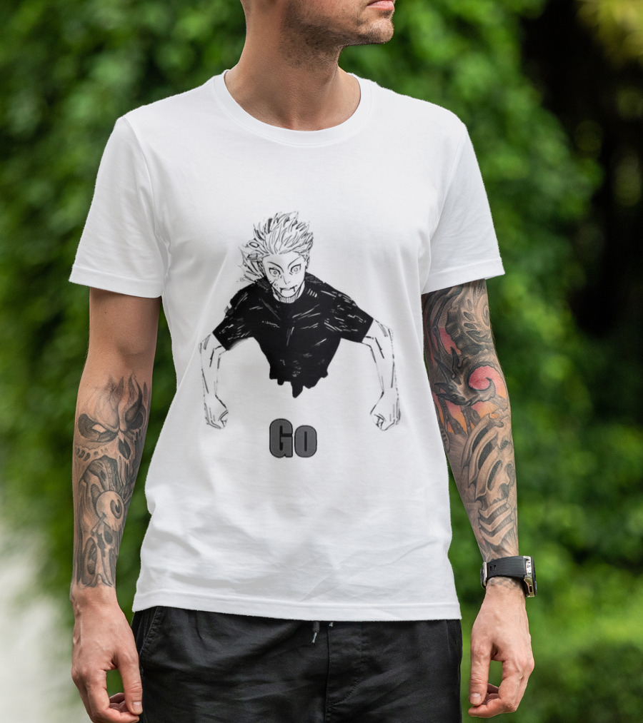 Satoru Gojo Half Body Go Meme Jujutsu Kaisen T-Shirt