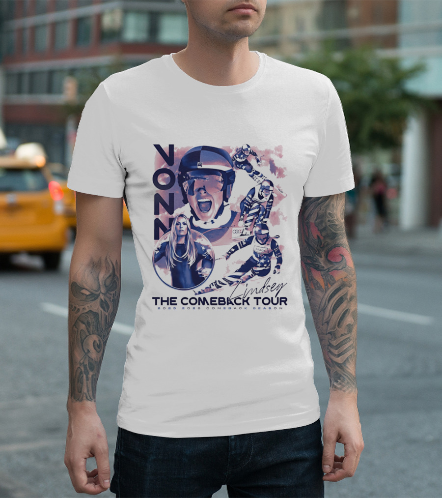 Lindsey Vonn The Comeback Tour 2025 2026 Comeback Season Alpine Skiing Adventure T-Shirt