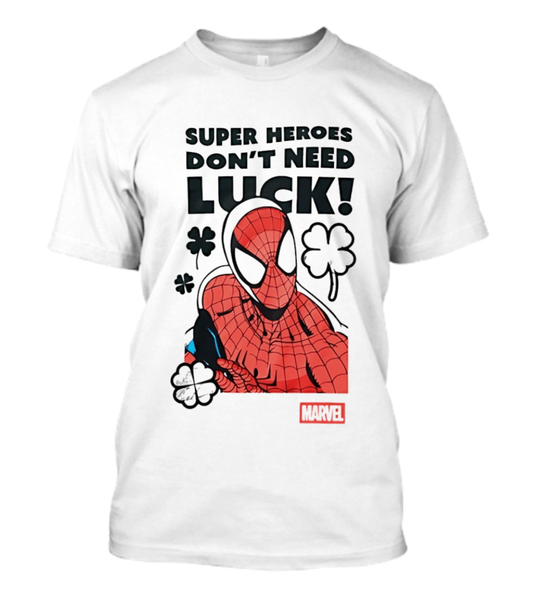 Marvel Spider Man Super Heroes Don't Need Luck T-Shirt