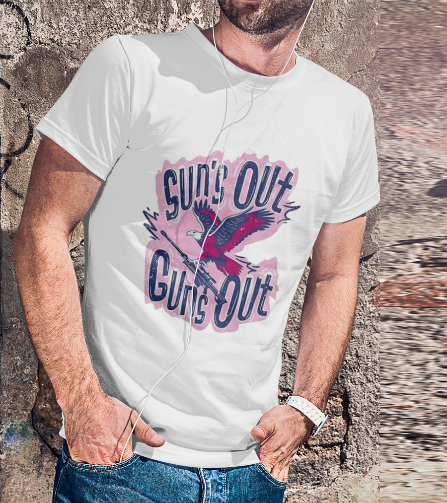 Sun's Out Guns Out Bald Eagle Holding Rifle T-Shirt