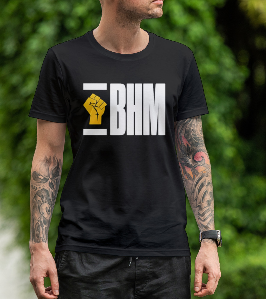 BHM Black History Month Yellow Raised Fist T-Shirt
