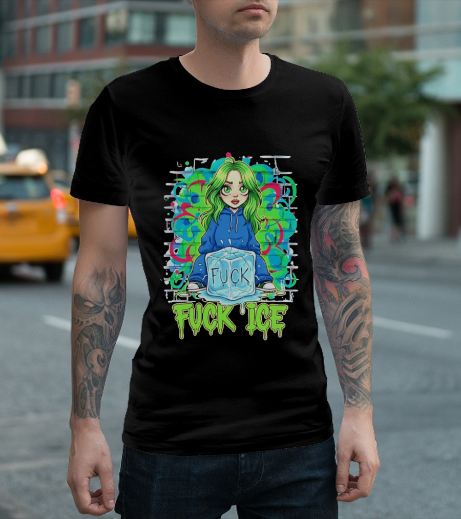 Billie Eilish Cartoon Fck Ice T-Shirt