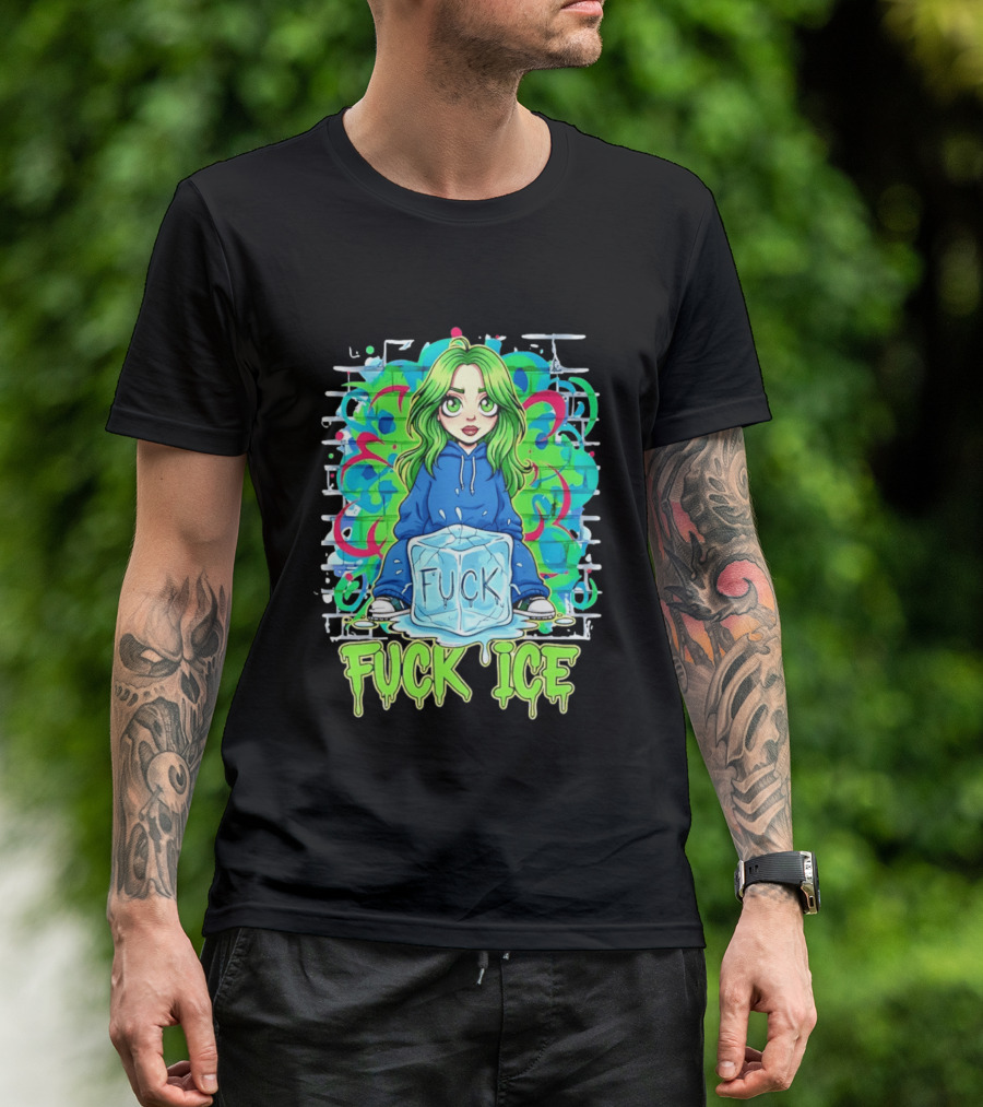 Billie Eilish Cartoon Fck Ice T-Shirt
