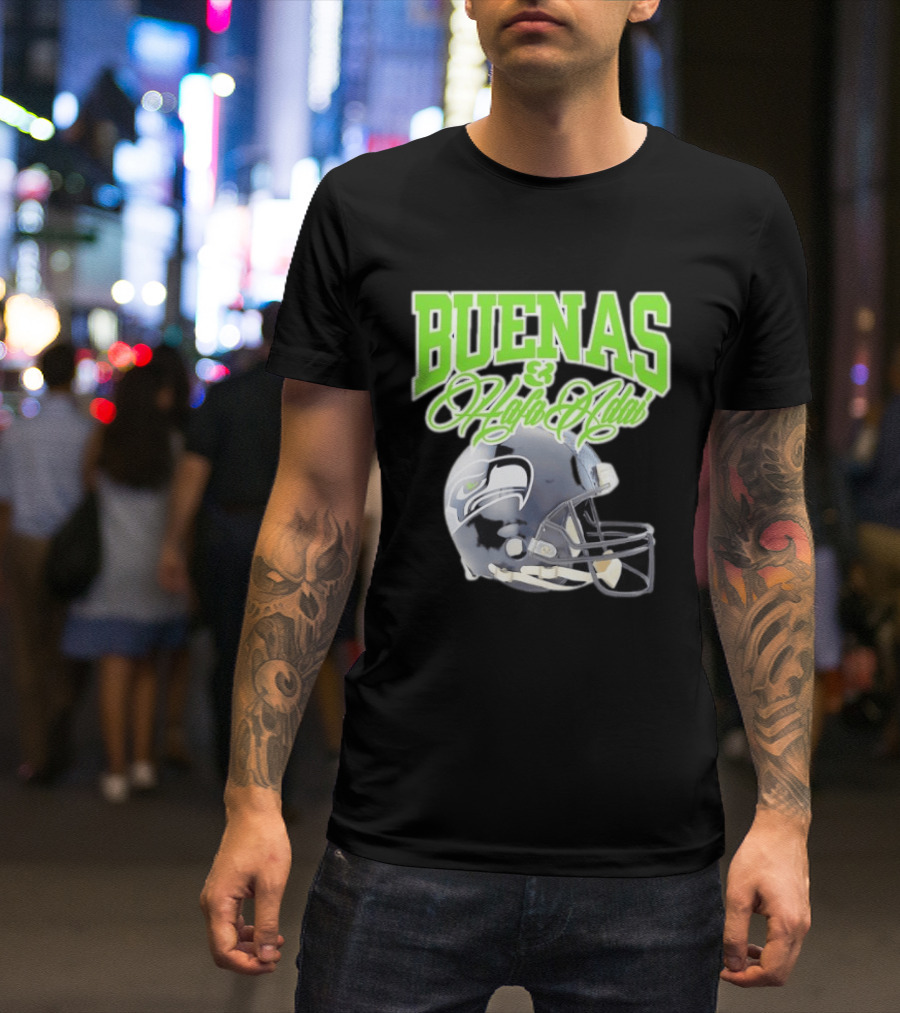 BUENAS Hafa Adai Seattle Seahawks Helmet T-Shirt