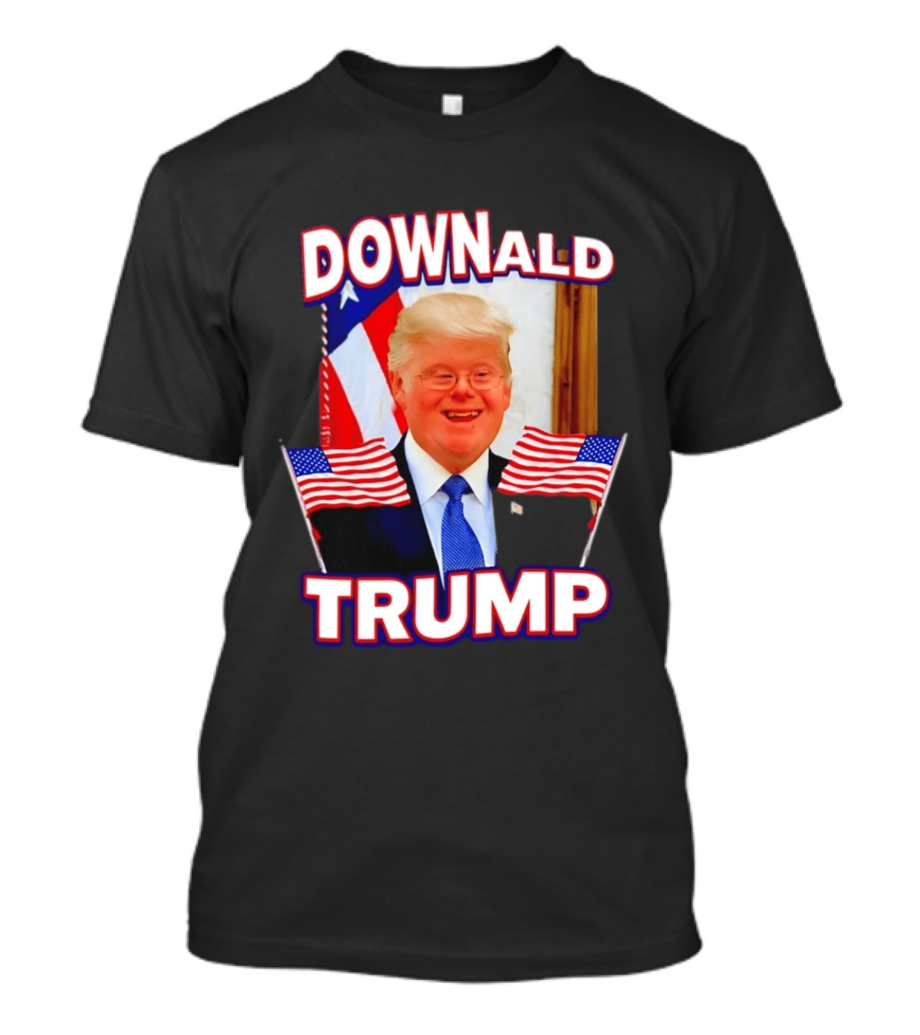 Downald Trump American Flag Parody With Patriotic Backdrop T-Shirt