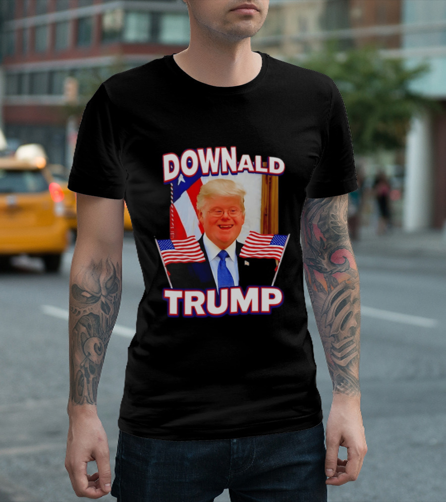 Downald Trump American Flag Parody With Patriotic Backdrop T-Shirt