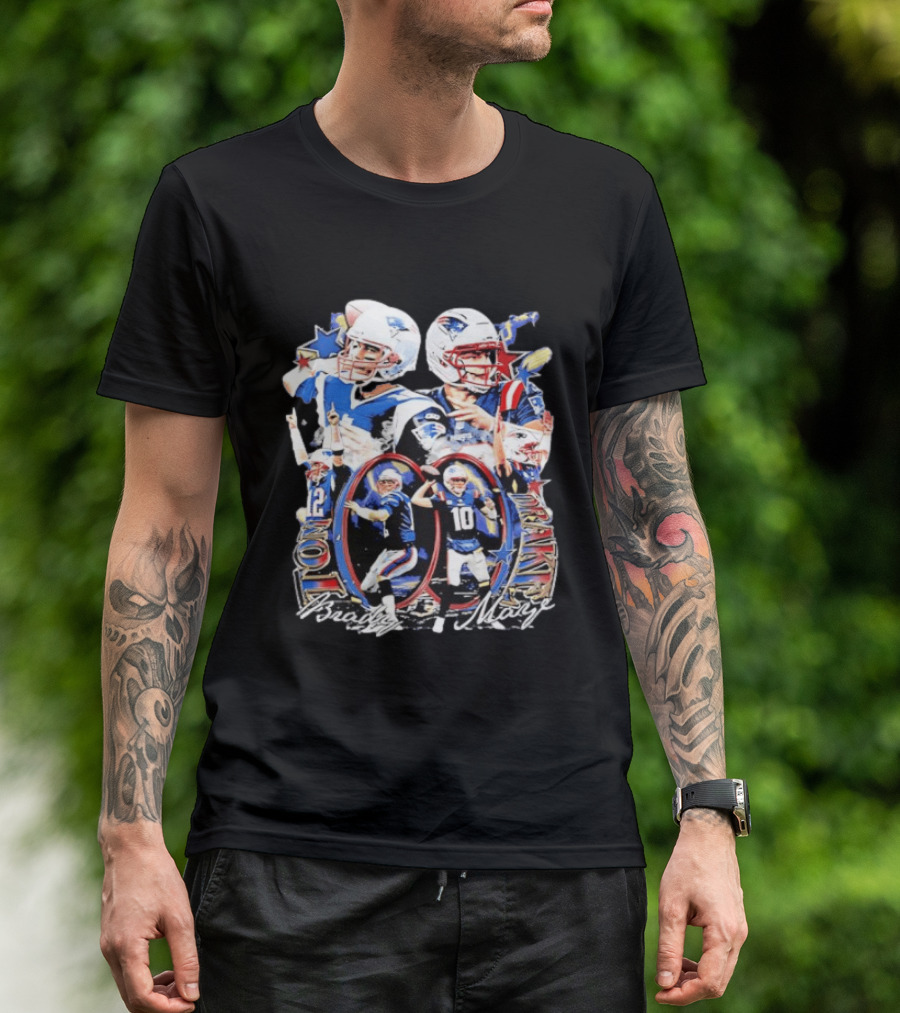 Drake Maye Tom Brady Patriots Quarterback Legacy Moments T-Shirt
