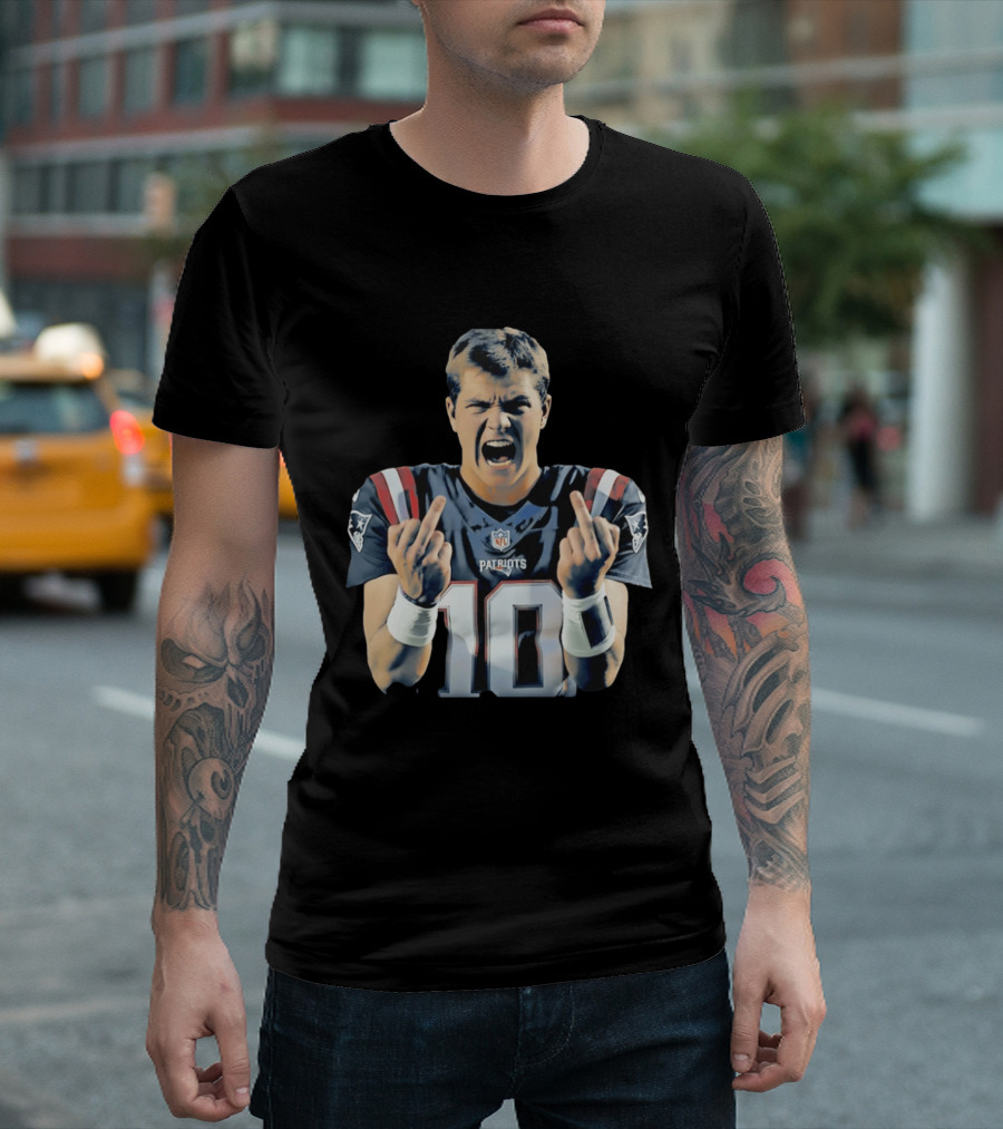 Drake Maye NE Patriots NFL Middle Finger T-Shirt