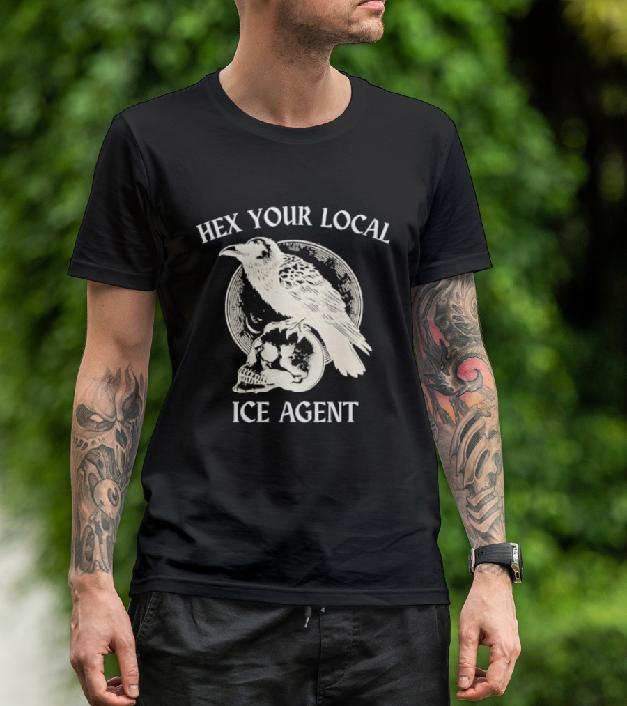 Hex Your Local Ice Agent Raven Skull T-Shirt