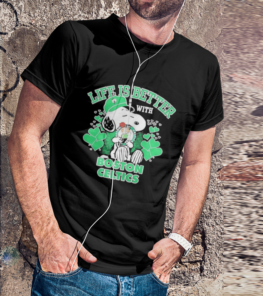 Life Is Better With Snoopy Boston Celtics St. Patrick's Day T-Shirt