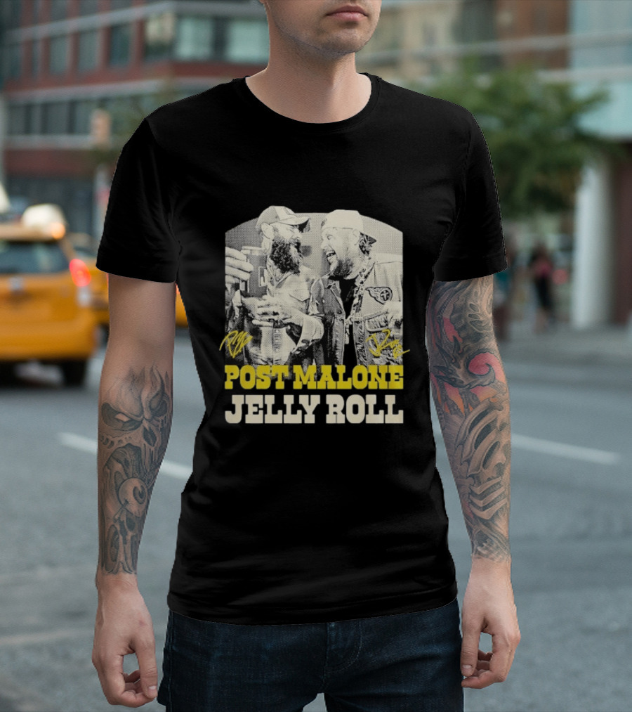 Post Malone Jelly Roll Collaboration Signatures T-Shirt