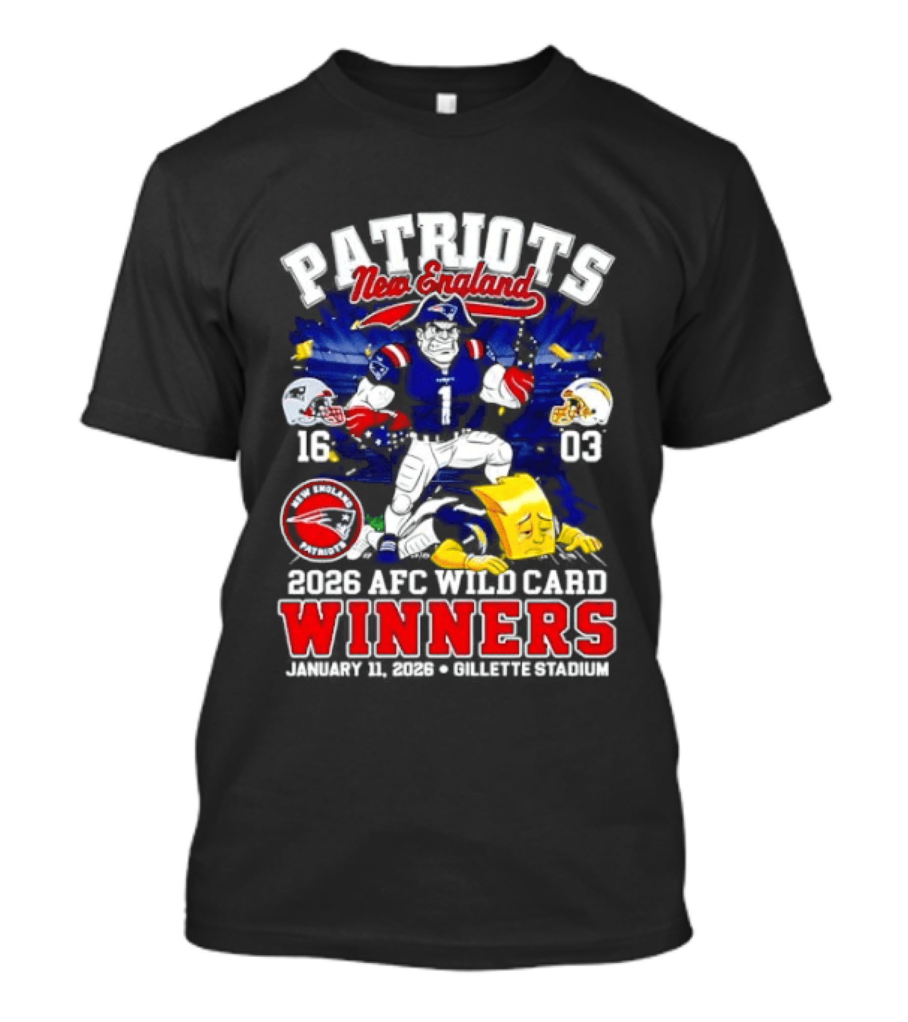 Patriots New England 2026 AFC Wild Card Winners Gillette Stadium January 11th T-Shirt