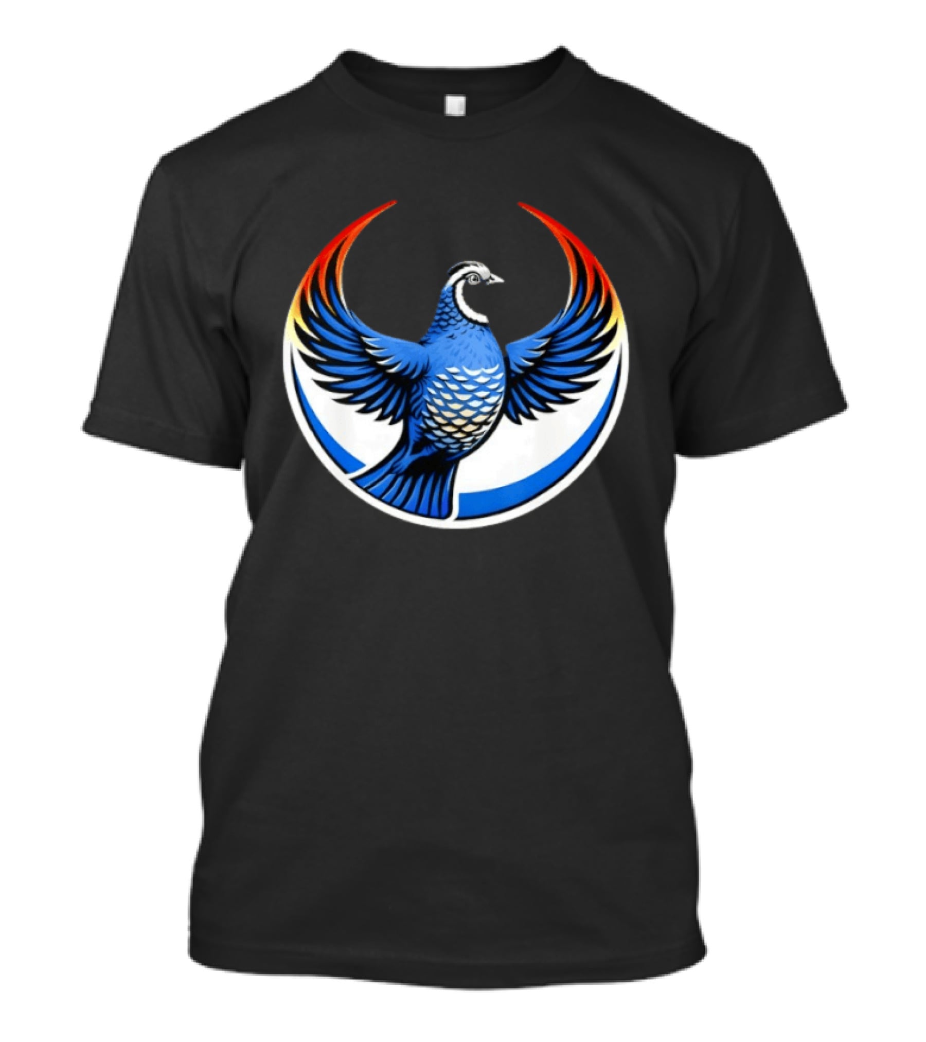California Quail Wings Up Blue T-Shirt