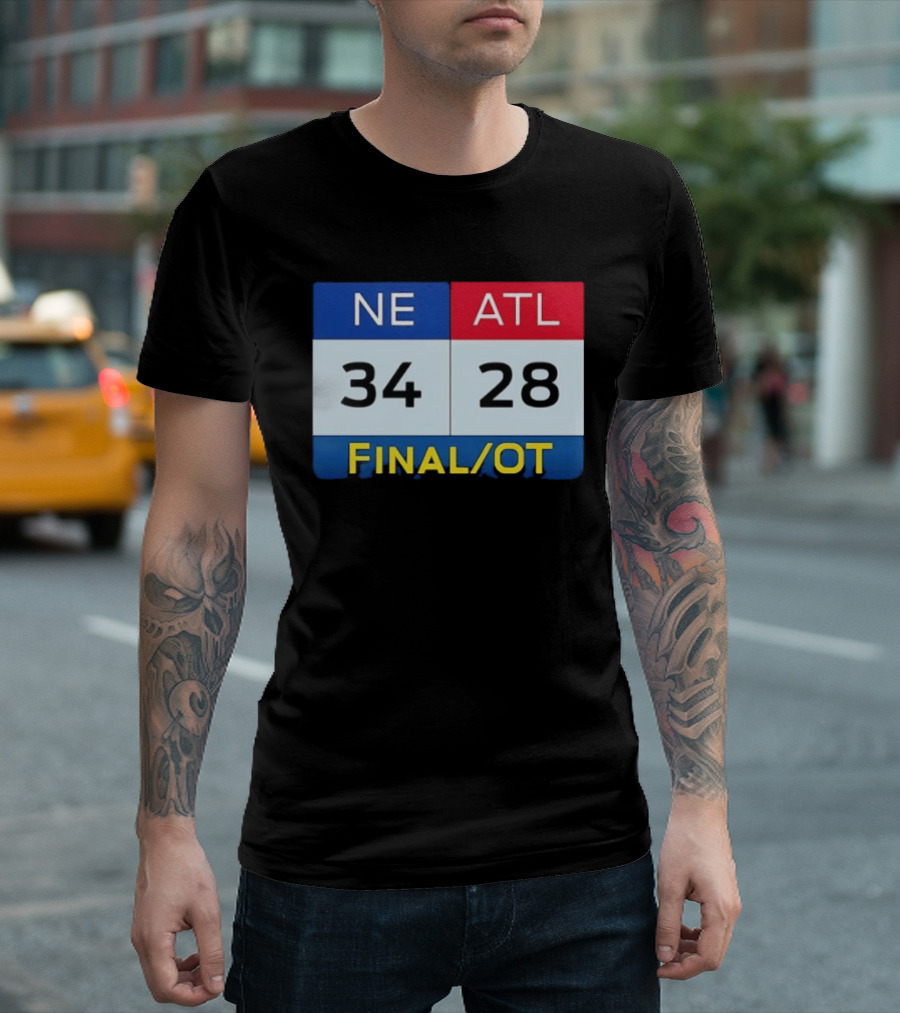 NE 34 ATL 28 Final OT Super Bowl LI Scoreboard T-Shirt