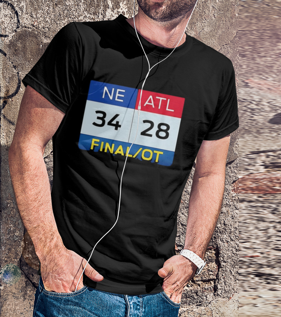 NE 34 ATL 28 Final OT Super Bowl LI Scoreboard T-Shirt