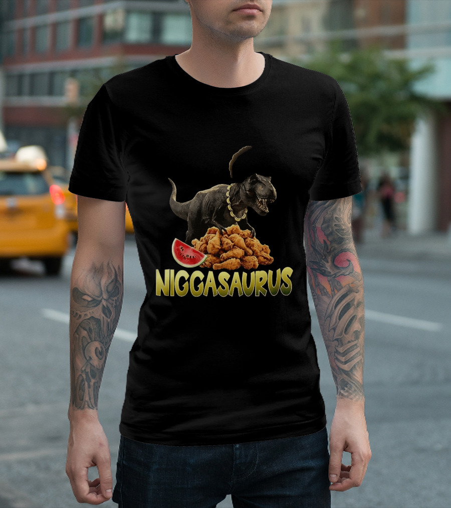 Niggasaurus Fried Chicken And Watermelon Meme T-Shirt