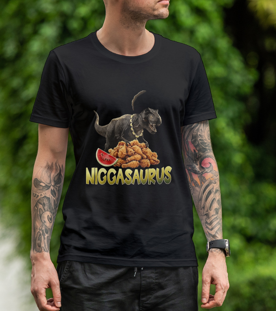 Niggasaurus Fried Chicken And Watermelon Meme T-Shirt