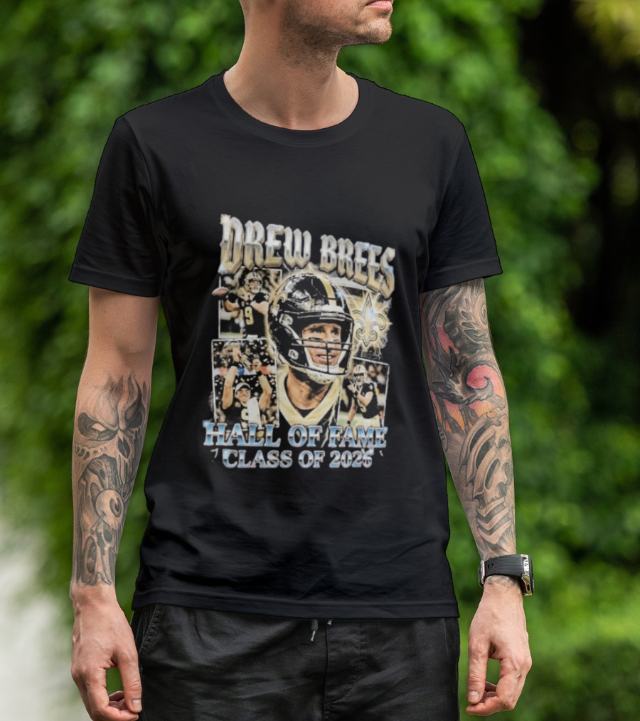 Drew Brees Hall Of Fame Class Of 2026 Quarterback Inductee NFL Football Star T-Shirt
