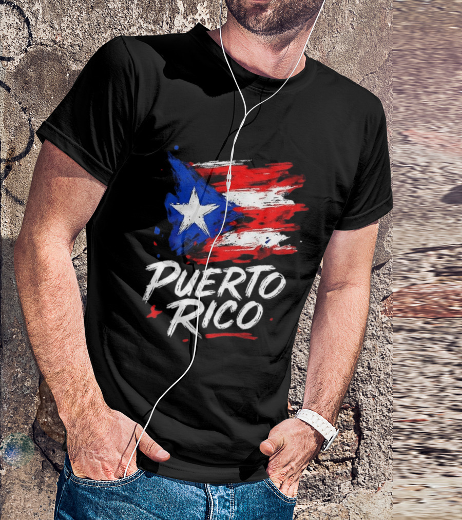 Puerto Rico Flag Brush Stroke Style Classic Representation T-Shirt