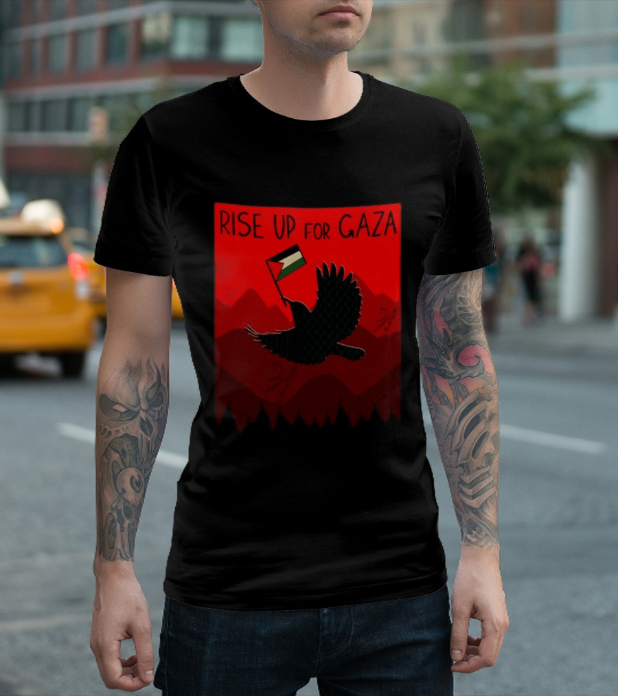 Rise Up For Gaza Palestinian Flag Bird T-Shirt