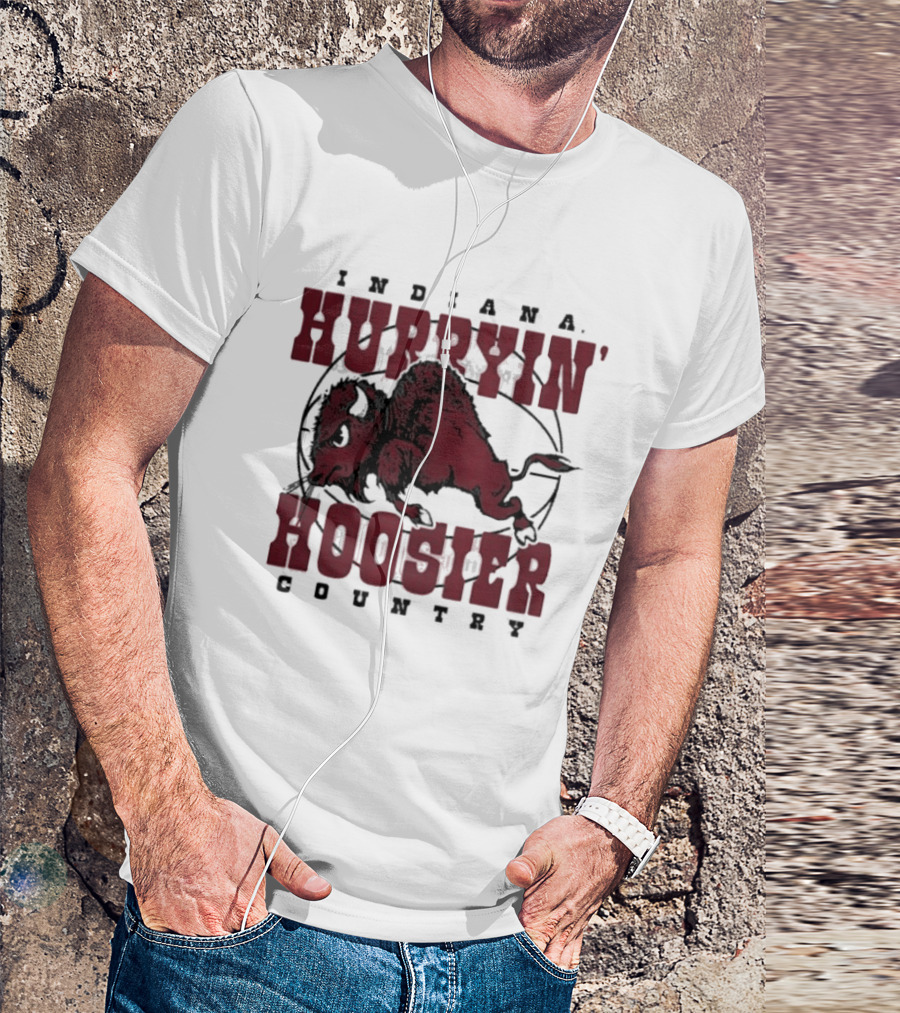 Indiana Hoosiers Basketball Hurryin' Hoosier Country Buffalo T-Shirt