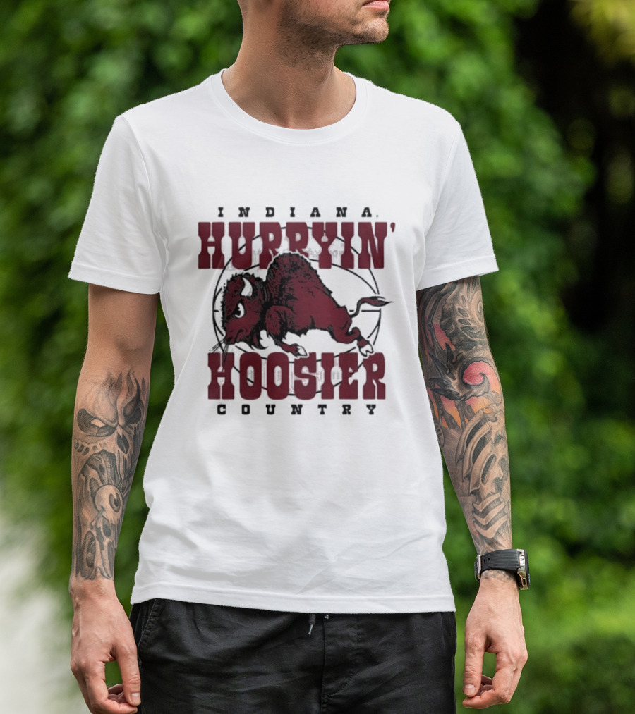 Indiana Hoosiers Basketball Hurryin' Hoosier Country Buffalo T-Shirt