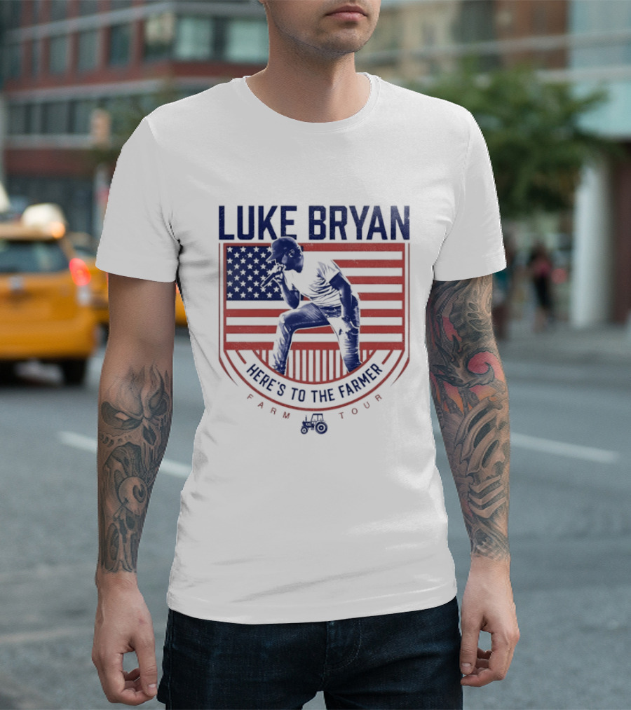 Luke Bryan Here's To The Farmer Farm Tour USA Flag T-Shirt