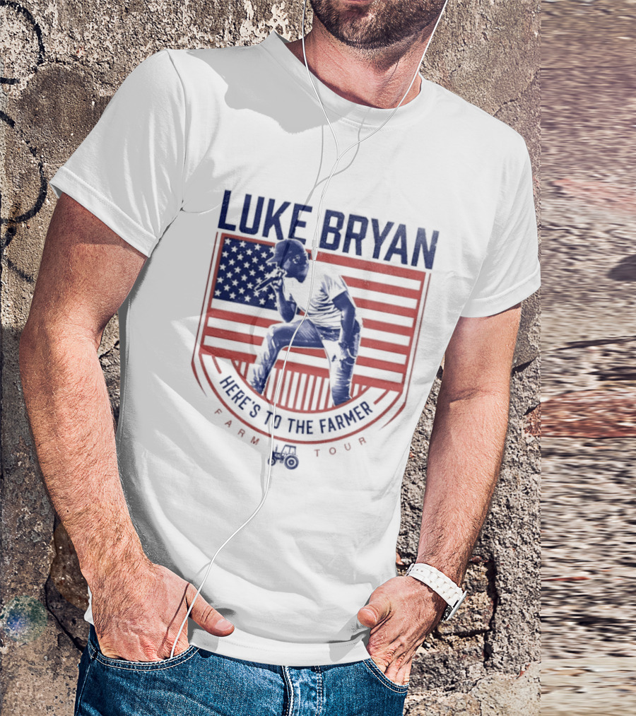 Luke Bryan Here's To The Farmer Farm Tour USA Flag T-Shirt