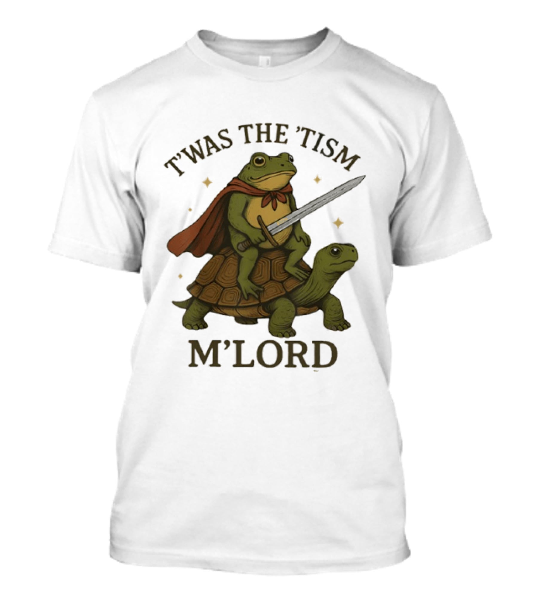 T'was The 'Tism M'Lord Medieval Knight Frog Riding Turtle T-Shirt