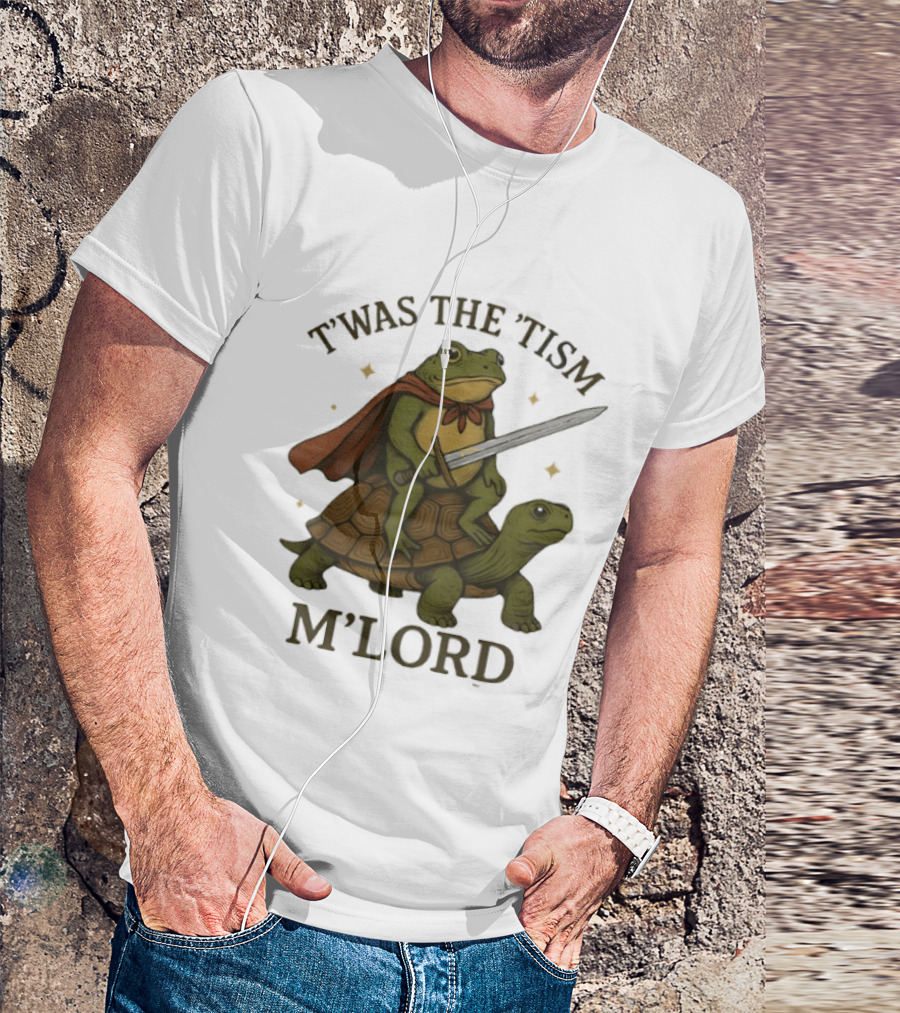 T'was The 'Tism M'Lord Medieval Knight Frog Riding Turtle T-Shirt