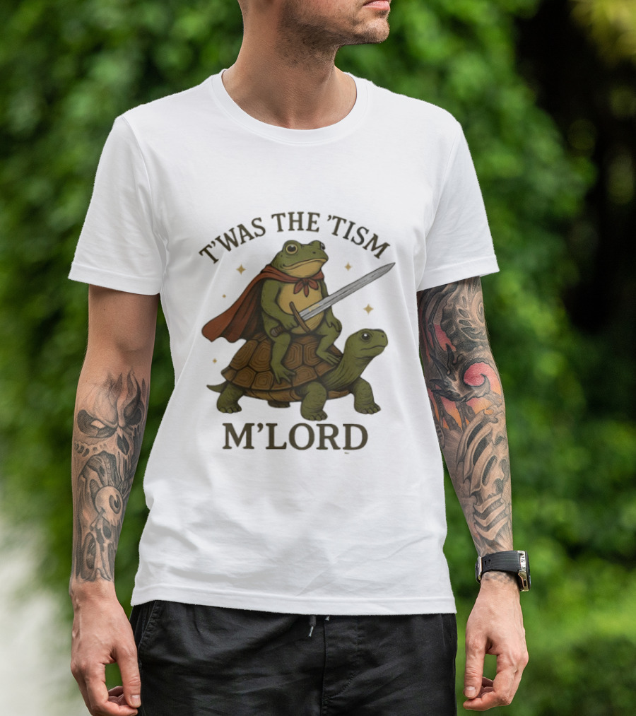 T'was The 'Tism M'Lord Medieval Knight Frog Riding Turtle T-Shirt