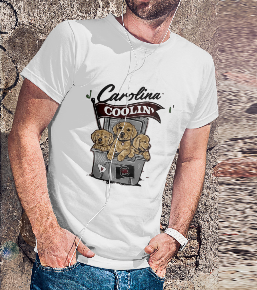 Carolina Coolin' South Carolina Gamecocks Puppies In Ice Chest T-Shirt