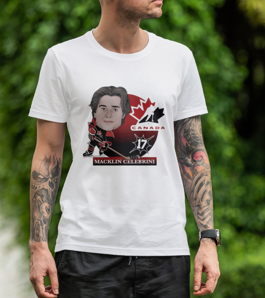 Hockey Canada Macklin Celebrini 17 Canada Leaf T-Shirt