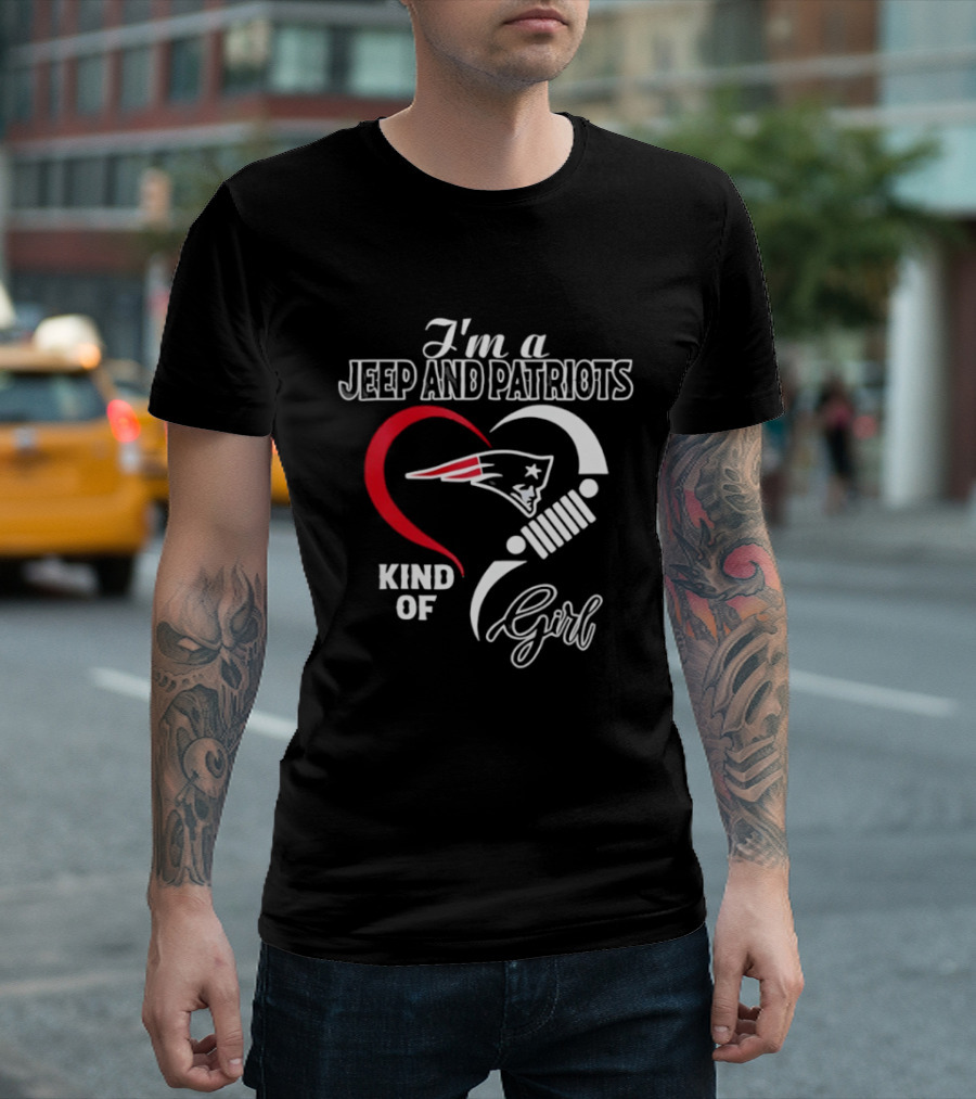 I'm A Jeep And Patriots Kind Of Girl Heart Football T-Shirt