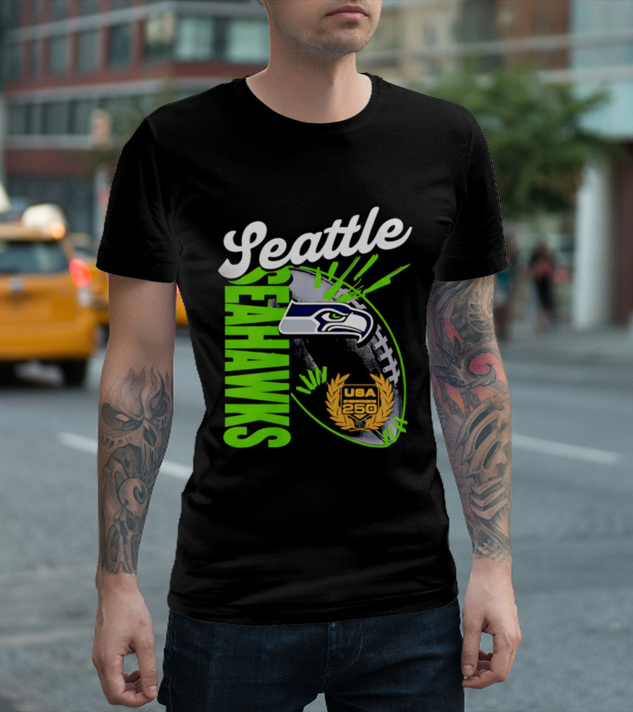 Seattle Seahawks USA 250 Gold Standard Football T-Shirt