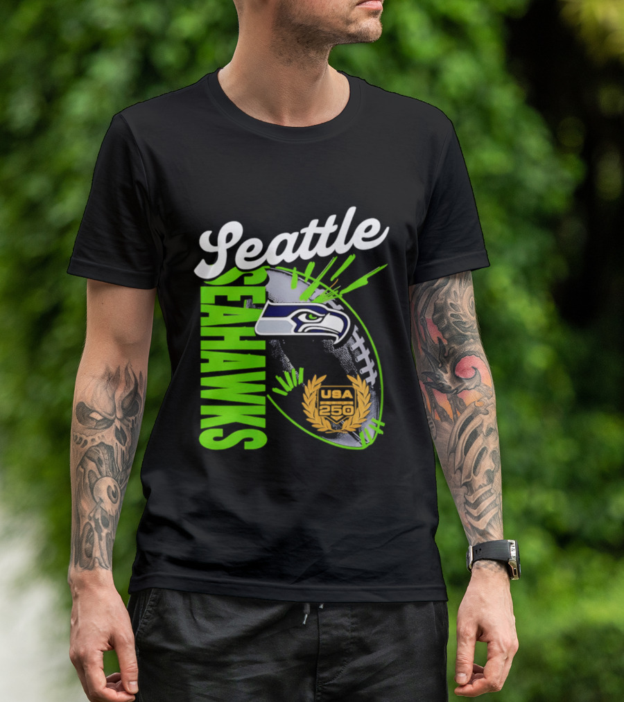 Seattle Seahawks USA 250 Gold Standard Football T-Shirt