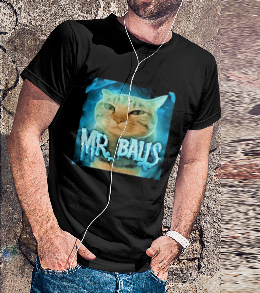 Mr Balls Cat Meme Funny Blue Glowing T-Shirt