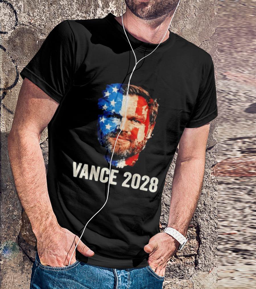 Vance 2028 US Flag Face Patriotic Election Campaign T-Shirt