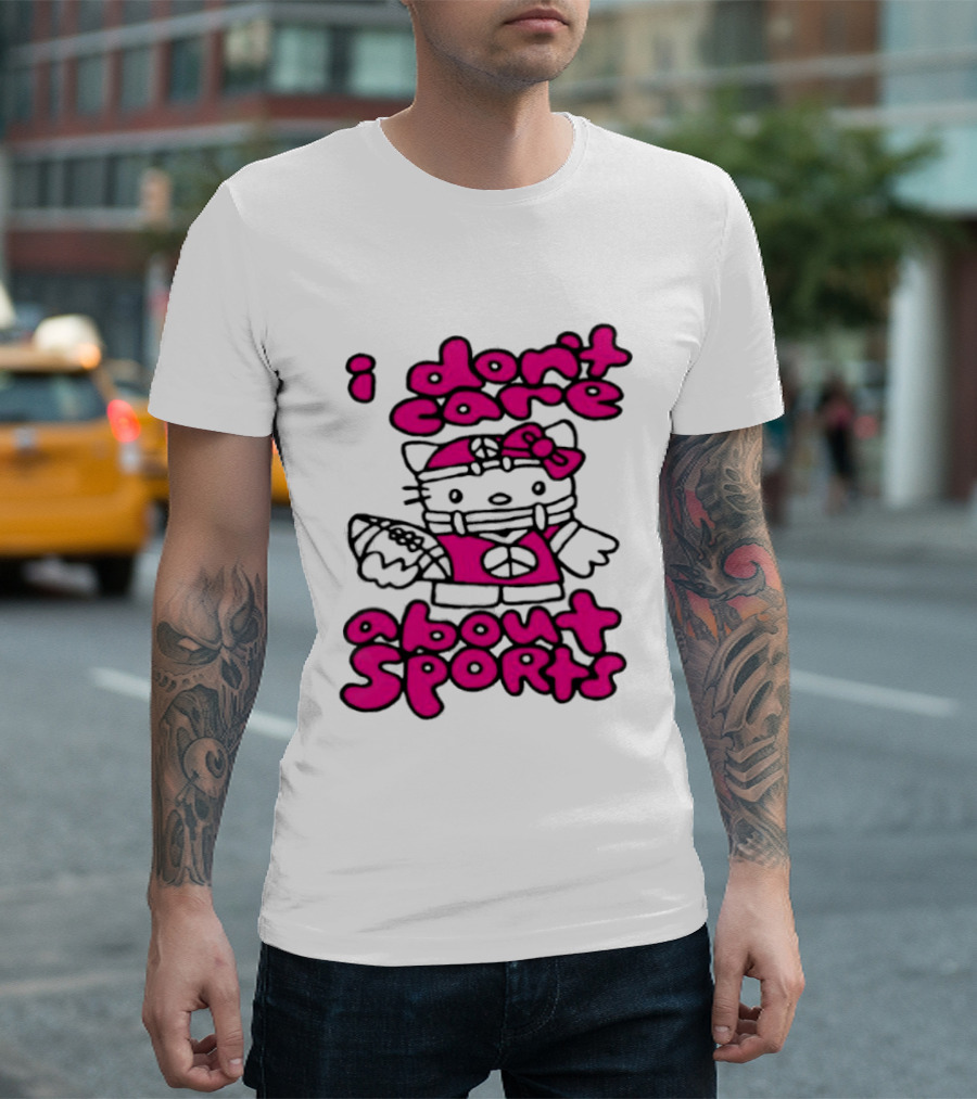 Hello Kitty I Don't Care About Sports Playful Attitude T-Shirt