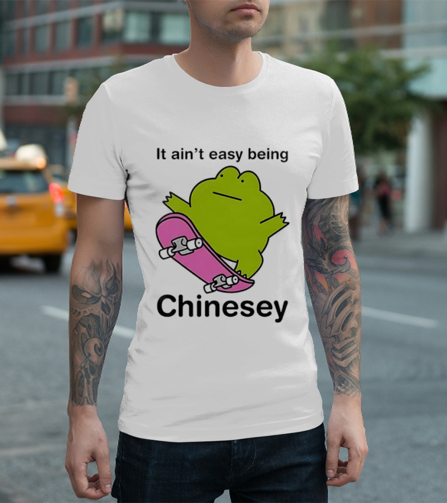 It Ain't Easy Being Chinesey Kawaii Frog On Skateboard T-Shirt
