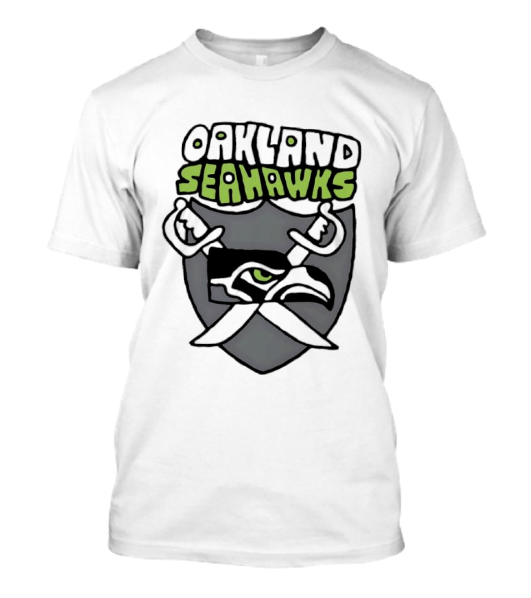 Oakland Seahawks Raiders Shield Crossed Swords T-Shirt