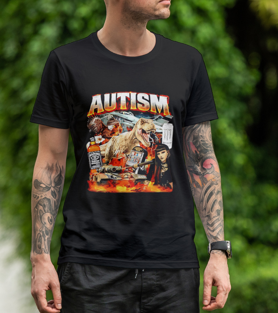 Autism Rex Eagle Jack Daniel's Tank Monster Energy Explosion T-Shirt