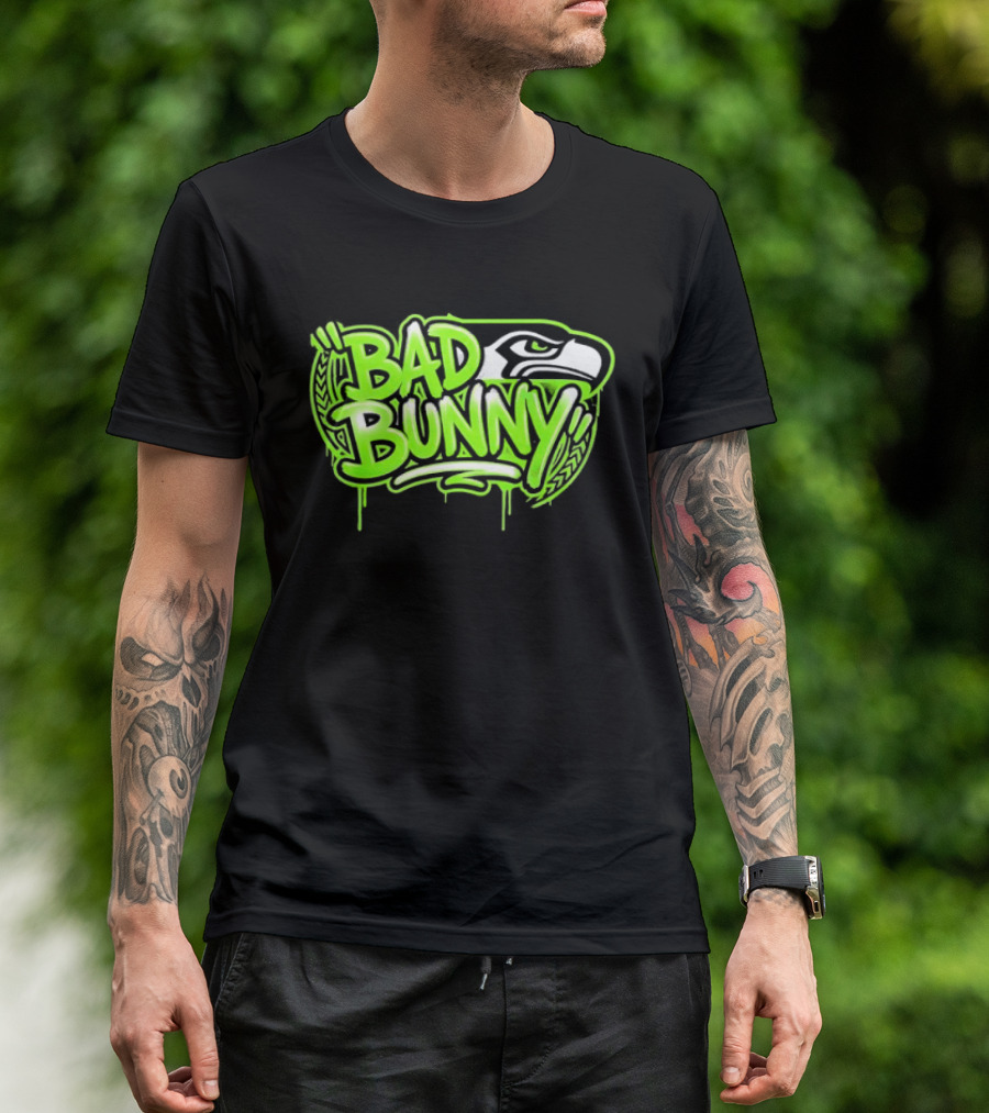 Bad Bunny Seattle Seahawks Team Collaboration T-Shirt