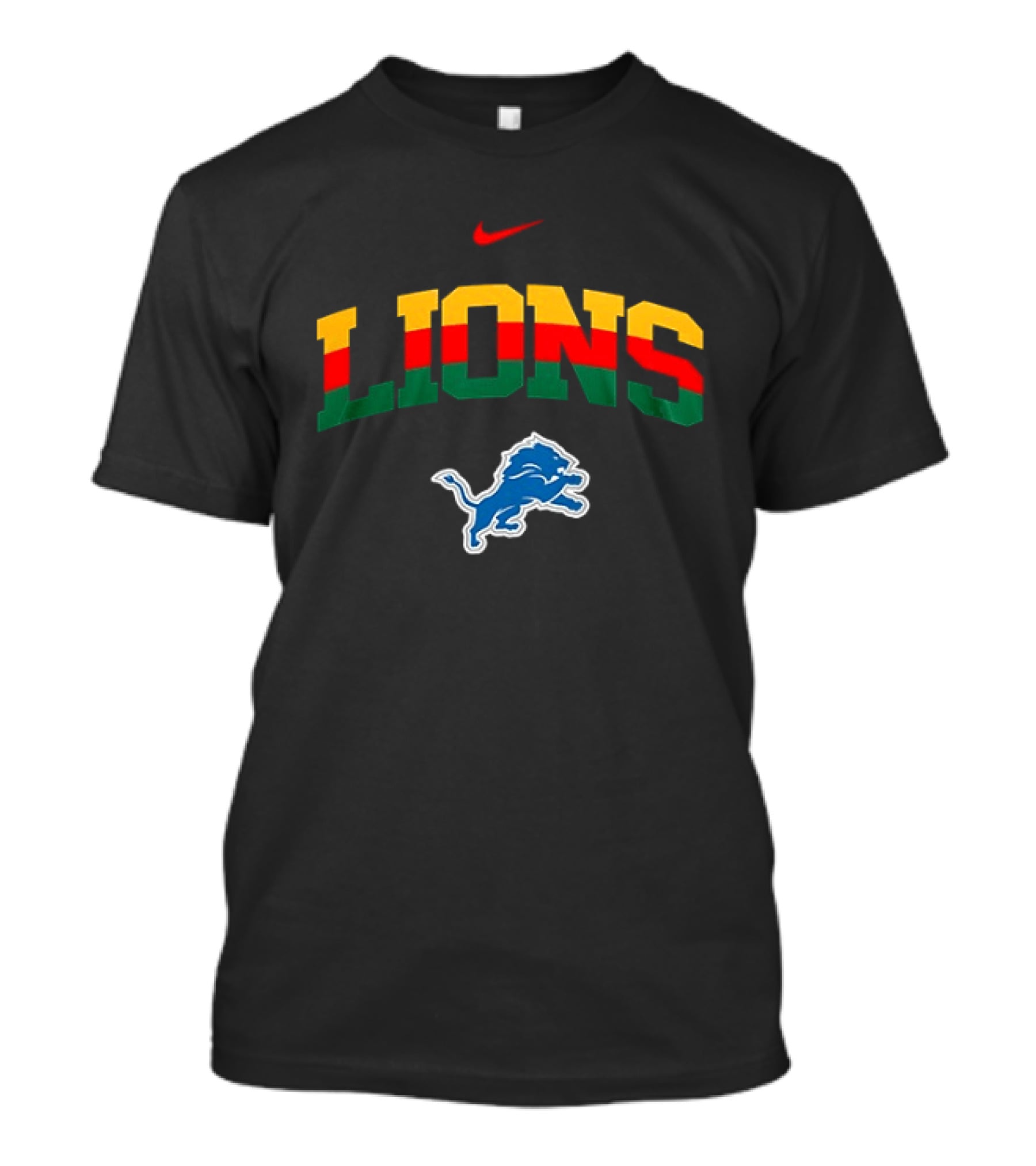 Nike Lions Detroit Blue Lion Celebrating Black History 100th Anniversary T-Shirt